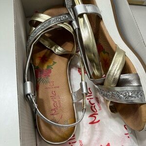 Women's Stylish Silver and Gold Sandals